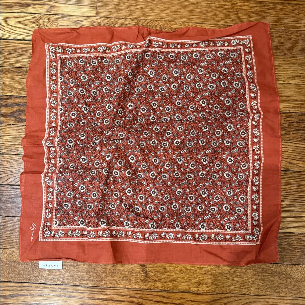 Sézane Terracotta Floral Scarf